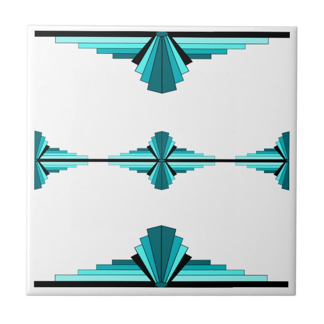 Art deco elements in teal green tile (Front)