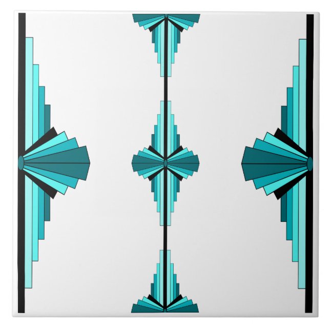 Art deco elements in teal green tile (Front)