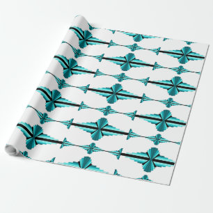 Art deco elements in teal green wrapping paper