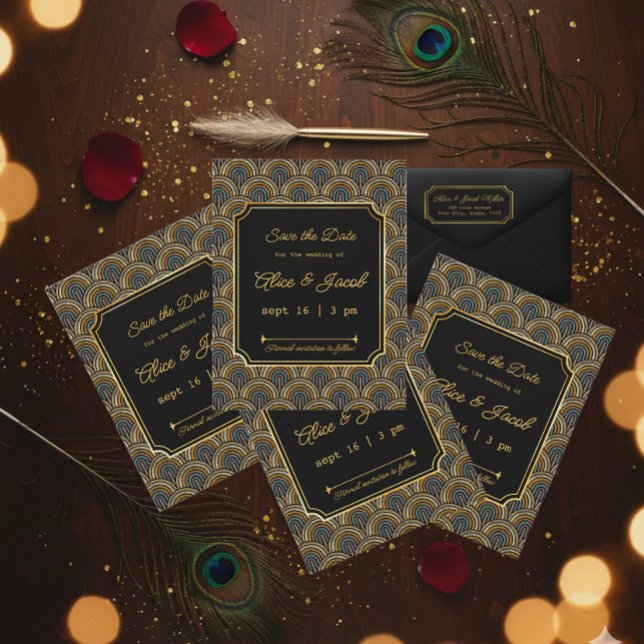 Art Deco Embroidered-Style Save the Date Wedding Invitation (Creator Uploaded)