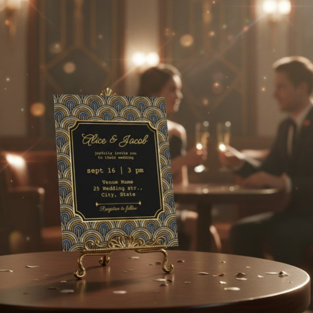 Art Deco Embroidered-Style Wedding Invitation (Créateur téléchargé)