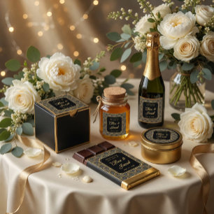 Art Deco Embroidered-Style Wedding Square Sticker