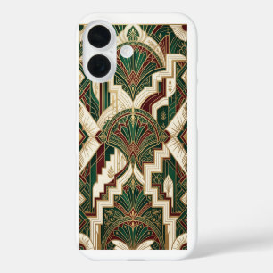 Art Deco Emerald & Gold Geometric Pattern iPhone 16 Case