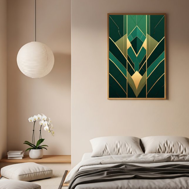 Art Deco Emerald Green and Gold Geometric Poster (Creator Uploaded)