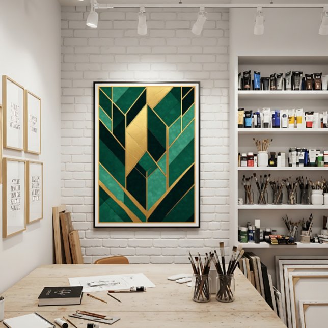 Art Deco Emerald Green Gold Canvas Print (Creator Uploaded)
