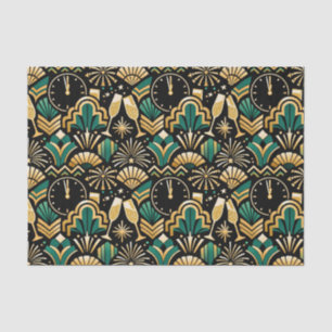 Art Deco Emerald Midnight New Year Pattern Tissue Paper