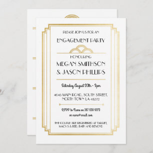Art Deco Engagement Party Invitations Gold