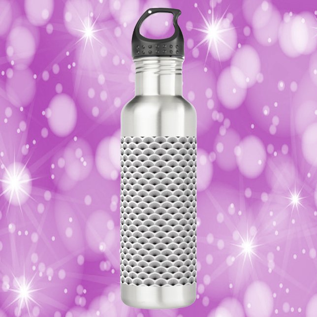Art Deco  Fan Black and White Pattern 710 Ml Water Bottle (A fun water bottle with a black and white art deco pattern!)