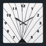 Art Deco Fan Design Black And White Square Wall Clock<br><div class="desc">Wall clock art deco design that you can customise with any text of your choice. Should you require any help with customising then contact us through the link on this page. Art deco wall clock.</div>