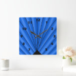 Art Deco Fan Design Deep Blue Square Wall Clock<br><div class="desc">This art deco design wall clock is a timekeeping device designed to hang on a wall, serving as both a functional tool and a decorative focal point for a room. Made from acrylic and features a pre-installed backside hanging slot for easy hanging and a non-ticking design. You can customise this...</div>