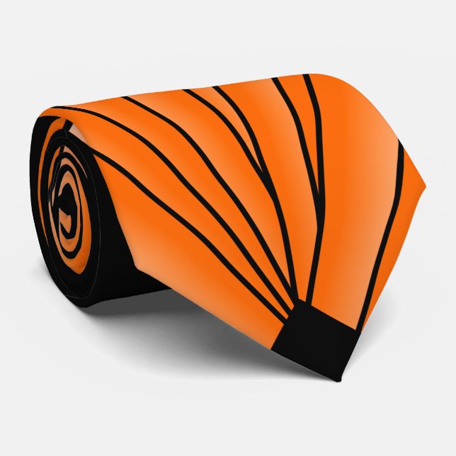 Art Deco Fan Design Orange Neck Tie (Rolled)