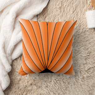 Art Deco Fan Design Orange Throw Pillow