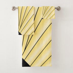 Art Deco Fan Design Yellow Bath Towel Set