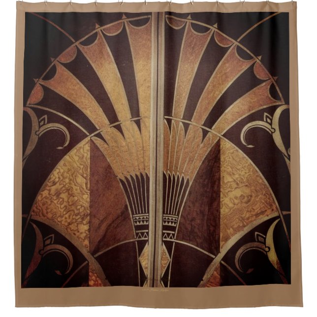 ART DECO FAN INLAID WOODWORK BROWN (Front)