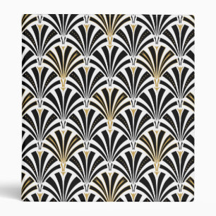 Art Deco fan pattern - black and white Binder