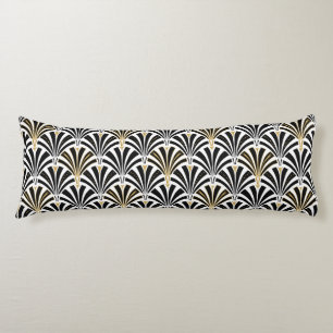 Art Deco fan pattern - black and white Body Pillow