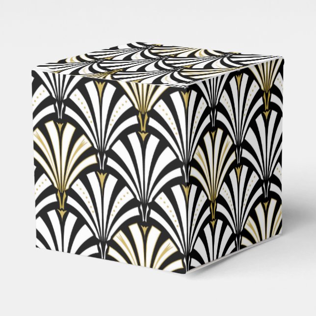 Art Deco fan pattern - black and white Favor Box (Front Side)