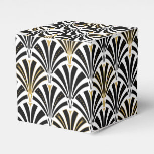 Art Deco fan pattern - black and white Favor Box