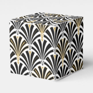 Art Deco fan pattern - black and white Favor Box
