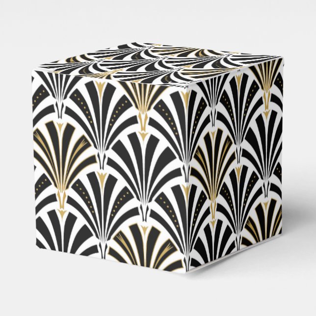 Art Deco fan pattern - black and white Favor Box (Front Side)