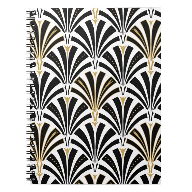 Art Deco fan pattern - black and white Notebook (Front)