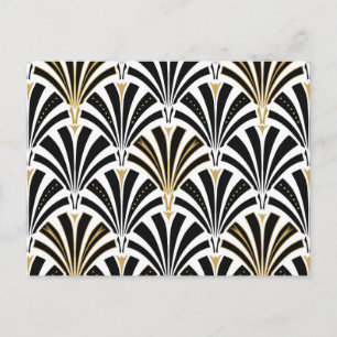 Art Deco fan pattern - black and white Postcard