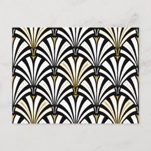 Art Deco fan pattern - black and white Postcard