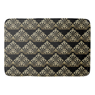 Art deco fan pattern black bronze elegant vintage bath mat