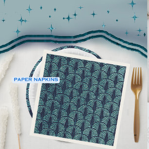 Art Deco Fan Pattern Blue Napkin