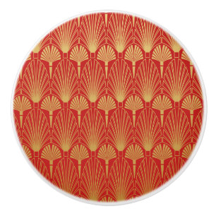 Art Deco Fan Pattern Ceramic Knob