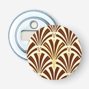 Art Deco fan pattern - chocolate on cream Bottle Opener
