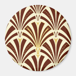 Art Deco fan pattern - chocolate on cream Magnet