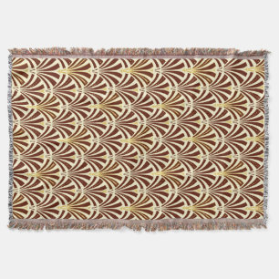 Art Deco fan pattern - chocolate on cream Throw Blanket
