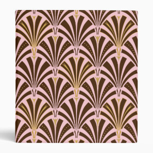 Art Deco fan pattern - chocolate on pink Binder