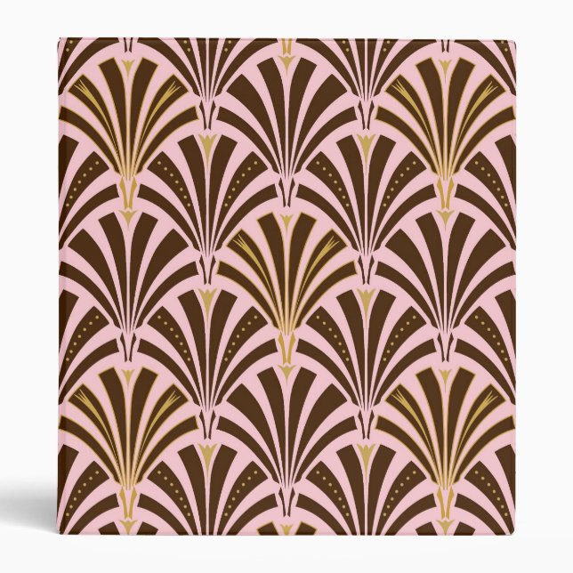 Art Deco fan pattern - chocolate on pink Binder (Front)