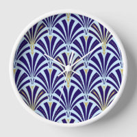 Art Deco fan pattern - cobalt and sky blue