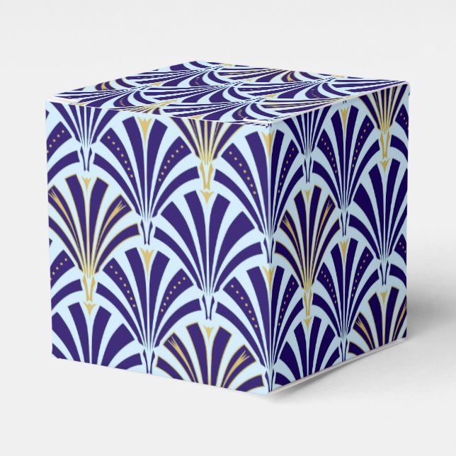 Art Deco fan pattern - cobalt and sky blue Favor Box (Front Side)