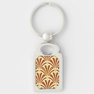 Art Deco fan pattern - copper on yellow Keychain