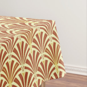 Art Deco fan pattern - copper on yellow Tablecloth