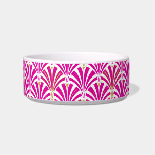 Art Deco fan pattern - fuchsia pink Bowl