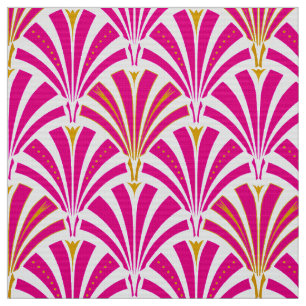 Art Deco fan pattern - fuchsia pink Fabric