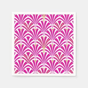 Art Deco fan pattern - fuchsia pink Napkin