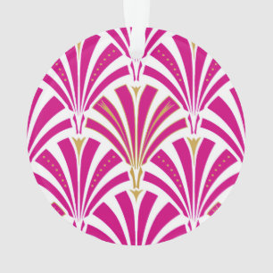 Art Deco fan pattern - fuchsia pink Ornament