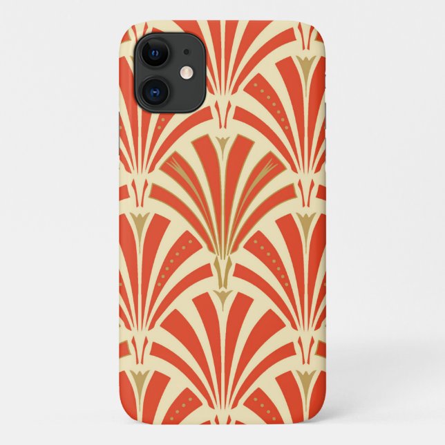 Art Deco fan pattern - mandarin orange Case-Mate iPhone Case (Back)