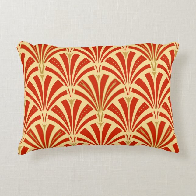Art Deco fan pattern - mandarin orange Decorative Pillow (Front)