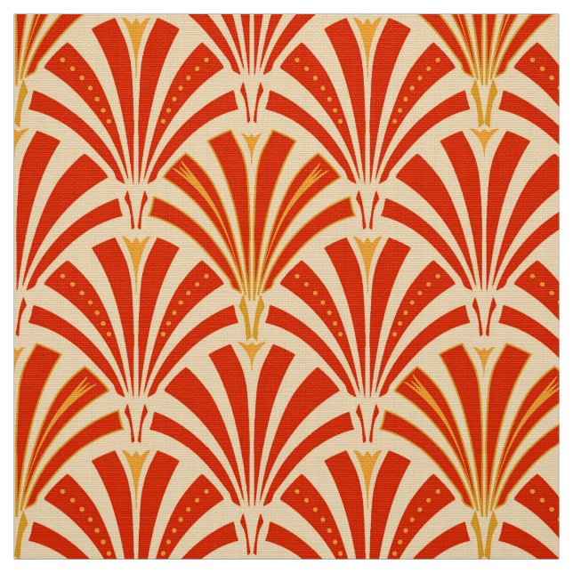 Art Deco fan pattern - mandarin orange Fabric (Swatch)