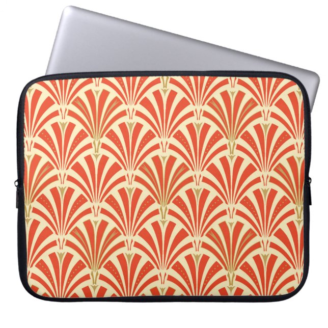 Art Deco fan pattern - mandarin orange Laptop Sleeve (Front)