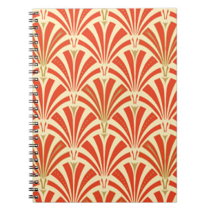 Art Deco fan pattern - mandarin orange Notebook