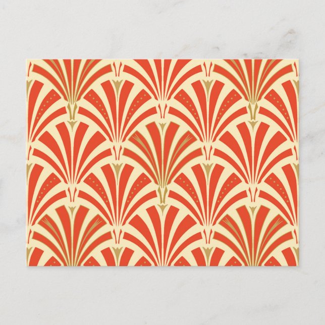 Art Deco fan pattern - mandarin orange Postcard (Front)