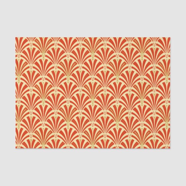 Art Deco fan pattern - mandarin orange Tissue Paper (Front)